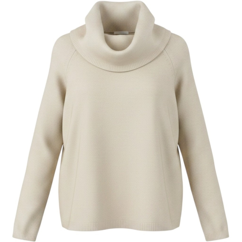 Yet Again Womens Cowl Neck Sweater Oatmeal Heather Knit A-Line Pullover Small